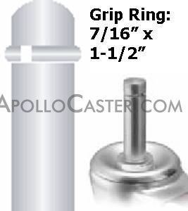 (image for) Caster; Swivel; 4" x 1"; Thermoplastized Rubber (Gray); Grip Ring (7/16" x 1-1/2"); Zinc; Plain bore; 130#; Tread brake (Item #65512)