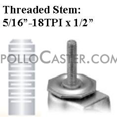 (image for) Caster; Twin; Swivel; 2-3/8 (60mm); Polyurethane; Threaded Stem; 5/16-18TPI x 1/2 high; Black; Zinc Body; 100#; Hood (Item #68149)