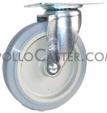 (image for) Caster; Swivel; 4" x 1"; PolyU on PolyO (Gr/Bg); Top Plate (1-3/4" x 3"; holes: 1" x 2-3/16"; slotted to 2-5/16"; 5/16" bolt); Zinc; Plain bore; 175# (Item #66248)