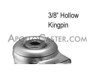 (image for) Caster; Swivel; 2" x 1"; Rubber (Soft; non-marking); Hollow Kingpin (3/8" bolt hole); Chrome; Prec Ball Brngs; 125#; Thread guards (Item #63365)