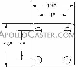 (image for) Caster; Twin Wheel; Swivel; 40mm (1-5/8"); Nylon; Plate (1-1/2" x 1-1/2"; holes: 1" x 1"; 3/16" bolt); Black; Steel Axle; 40#; Hood (Item #68393)