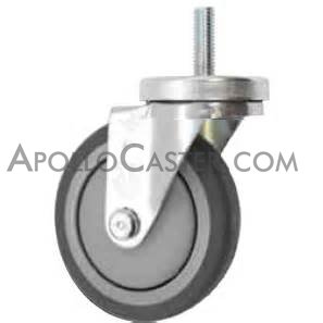 (image for) Caster; Swivel; 3" x 1-1/4"; PolyU on PolyO (Gray); Threaded Stem (3/8"-16TPI x 1-1/2"); Zinc; Precision Ball Brng; 300#; Dust Cover (Mtl); Thread guards (Item #67094)