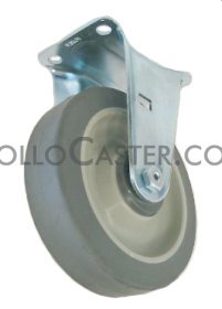 (image for) Caster; Rigid; 3" x 1"; Thermoplastized Rubber (Gray); Top Plate (2-3/4"x3-3/4"; holes: 1-3/4"x2-7/8" slotted to 3"; 5/16 bolt); Zinc; Plain bore; 100# (Item #66721)