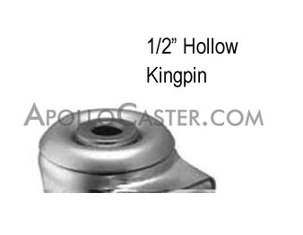 (image for) Caster; Swivel; 5" x 1-1/4"; Thermoplastized Rubber (Gray); Hollow Kingpin (1/2" bolt hole); Nylon (Gray); Precision Ball Brng; 325#; Total Lock; Thread guards (Item #66292)