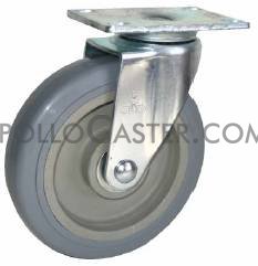 (image for) Caster; Swivel; 3-1/2" x 1-1/4"; PolyU/ PolyO (Gray); Plate; 2-1/2"x3-5/8"; holes: 1-3/4"x2-7/8" (slotted to 3"); 5/16" bolt; Zinc; Ball Brng; 250# (Item #69553)