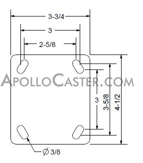(image for) Caster; Swivel; 4" x 1-1/2"; Phenolic; Plate; 3-3/4"x4-1/2"; holes: 2-5/8"x3-5/8" (slots to 3"x3"); 3/8" bolt; Zinc; Roller Brng; Wgt Cap: 400#; Brake (Item #69908)