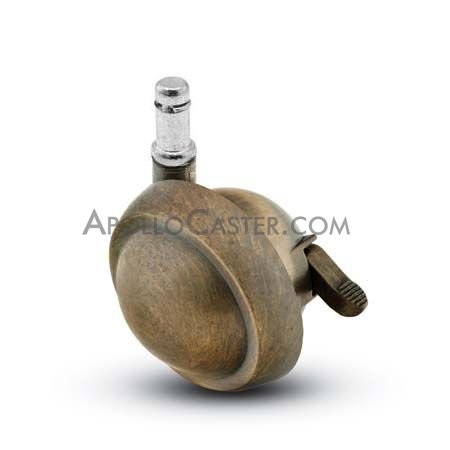 (image for) Caster; Ball; Swivel; 2-1/2; Metal/ Zinc; Grip Ring; 7/16x7/8; Antique; Acetyl/ Resin Brng; 100#; Pedal Lock; Wheel (Item #69184)