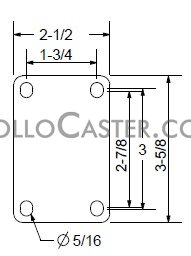 (image for) Caster; Swivel; 6" x 2"; Flat Free (Black); Plate (2-1/2"x3-5/8"; holes:1-3/4"x2-7/8" slots to 3"); Ball Brng; 175#; Bolted Hub; Temp Sensitive (Item #66390)
