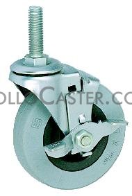 (image for) Caster; Swivel; 4" x 1-1/4"; PolyU on PolyO (Gray); Threaded Stem; 3/8"-16TPI x 1-1/4"; Zinc; Ball Brng; 250#; Top lock brake (Item #67628)