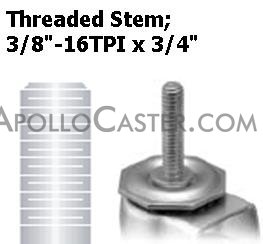 (image for) Caster; Twin; Swivel; 4" (100mm); Polyurethane; Threaded Stem; 3/8"-16TPI x 3/4"; Black; Rivet; 175#; Pedal Lock; Wheel (Item #68888)