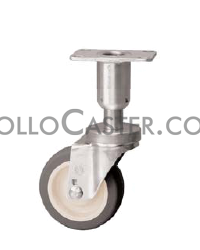 (image for) Leveling Caster; Swivel; 3"x1-1/4"; PolyU on PolyO; Plate (3-1/2"x3-1/2": holes: 2-5/8"x2-5/8"; 5/16" bolt); 250#; Load height: 6.06" - 6.81" (Item #66956)