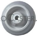 (image for) Caster; Swivel; 3" x 1-1/4"; TPR Rubber (Gray); Plate (2-1/2"x3-5/8"; holes: 1-3/4"x2-7/8" slots to 3"; 5/16" bolt); Stainless; Stainless Ball; 210#; Brake (Item #64340)