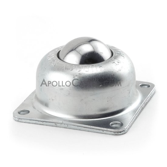 (image for) Ball Transfer; 1-1/2"; Stainless Steel ball and housing; Flange: 3"x3"; 4-hole spacing: 2-7/16"x2-7/16"; 1/4" bolt; 250#; 1-13/16" load height (Item #89448)