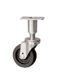 Leveling Caster; Swivel; 3"x1-1/4"; Polyolefin; Plate (2-3/8"x3-5/8"; holes: 1-3/4x2-7/8 slots to 3; 5/16 bolt); 300#; Load height: 6.06" - 6.81" (Item #66966)