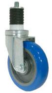 Caster; Swivel; 5" x 1-1/4"; PolyU on PolyO (Blue); Expandable Adapter (.852" - .927" ID tubing); Zinc; Ball Brng; 300#; Bearing Cover (Item #66167)