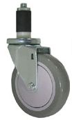 Caster; Swivel; 3" x 1-1/4"; PolyU on PolyO (Gray); Expandable Adapter; ; for 1-1/8" I.D. x 1-1/4" O.D. tubing; Zinc; Precision Ball Brng; 25#; Dust Cover (Mtl) (Item #64882)