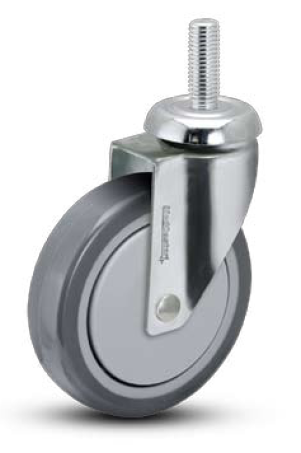 Caster; Swivel; 4" x 1-1/4"; PolyU on PolyO (Gray); Threaded Stem (1/2-13TPI x 1-1/2); Stainless; Stainless Ball Brng; 300#; Thread guards (Item #66505)