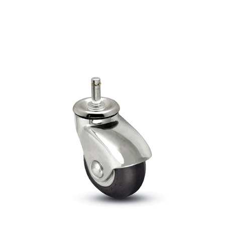 Caster; Swivel; 2" x 1"; Rubber (Soft; non-marking); Grip Ring (7/16" x 7/8"); Chrome; Precision Ball Brng; 125#; Thread guards (Item #63941)