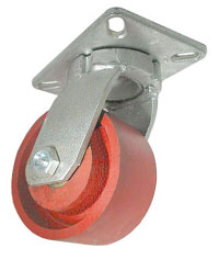 Caster; Swivel; 6" x 2-1/2"; Ductile Steel; Plate; 5-1/4"x7-1/4"; holes: 3-3/8"x5-1/4" (slotted to 4-1/8x6-1/8); 1/2 bolt; Zinc; Roller Brng; 3500#; Kingpinless (Item #69760)