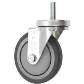 Caster; Swivel; 3" x 1-1/4"; Thermoplastized Rubber (Gray); Threaded Stem (1/2"-13TPI x 1-1/2"); Zinc; Ball Bearing (Single); 210#; Thread guards; Dust Cover (Item #65817)