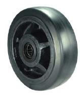Wheel; 6" x 1-1/2"; Rubber on Cast Iron; Roller Brng; 1/2" Bore; 1-7/8" Hub Length; 400# (Item #87641)