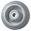 Wheel; 5" x 1-1/4"; Flat Tread 65A Thermoplastized Rubber (Gray); Plain bore; 1/2" Bore; 1-1/2" Hub Length; 325# (Item #88986)