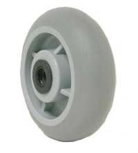 Wheel; 5" x 2"; Thermoplastized Rubber; Round (Gray); Plain bore; 350#; 1-3/16" Bore; 2-3/16" Hub Length (Item #89414)