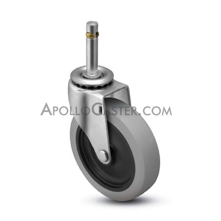 (image for) Caster; Swivel; 5" x 1-1/4"; Thermoplastized Rubber (Gray); Grip Ring (7/16"x1-1/2"); Zinc; Plain bore; 250# (Item #66532)