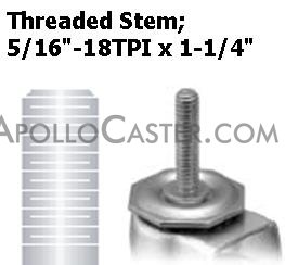 (image for) Caster; Ball; Swivel; 3"; Rubber; Hard; Threaded Stem; 5/16"-18TPI x 1-1/4"; Brass; Acetyl/ Resin Brng; 100# (Item #69514)