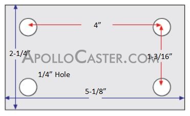 (image for) Caster; Rigid; 3" x 1-1/4"; Cast Iron; Plate (2-1/4" x 5-1/8": holes: 1-3/16" x 4"; 1/4" bolt); Zinc; Plain bore; 300# (Item #63434)