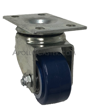 (image for) Caster; Swivel; 1-5/8" x 7/8"; PolyU on PolyO; Plate (1-3/4" x 3"; holes: 1" x 2-1/8" (slotted to 2-5/16"); 1/4" bolt); Zinc; Prec Ball Brng; 100# (Item #63694)