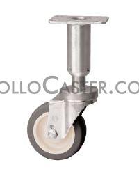 (image for) Caster; Swivel; 5"x1-1/4"; Gray PolyU on PolyO; Plate (3-1/2"x3-1/2": holes: 2-5/8x2-5/8; 5/16 bolt); 250#; Load height: 8.19" - 8.94"; Total Lock Brake (Item #66330)