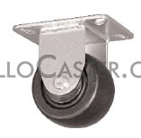 (image for) Caster; Rigid; 2-1/2" x 1-3/4"; Polyolefin; Top Plate (2-3/8"x3-5/8"; holes: 1-3/4"x2-7/8" slotted to 3"; 5/16" bolt); Zinc; Roller Brng; 350# (Item #65604)