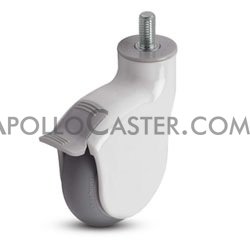 (image for) Caster; Swivel; 3" x 1"; Thermoplastized Rubber (Gray); Stem (3/8"-16TPI x 3/4"); White; Precision Ball Brng; 110#; Raceway Seal; Thread guards; Pedal Brake (Item #64881)