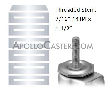 (image for) Caster; Swivel; 3" x 1-1/4"; PolyU on PolyO (Gray); Threaded Stem (7/16"-14TPI x1-1/2"); Zinc; Precision Ball Brng; 250#; Thread guards (Item #64932)