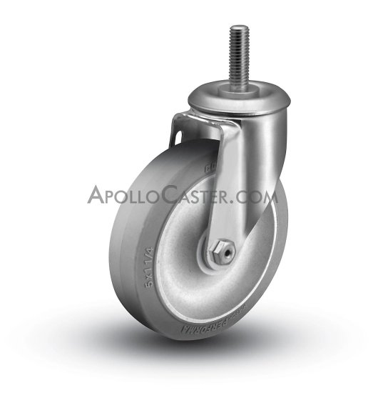 (image for) Caster; Swivel; 4" x 1-1/4"; Thermoplastized Rubber (Gray); Threaded Stem (1/2"-13TPI x 1-1/2"); Zinc; Prec Ball Brng; 300# (Item #63729)