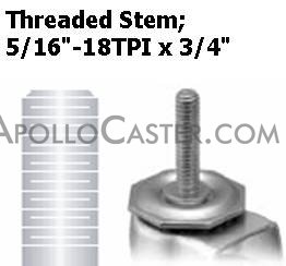 (image for) Caster; Swivel; 2"x13/16"; PolyU on PolyO (Gray); Threaded Stem (5/16-18TPI x 3/4); Zinc; Plain bore; 90#; Side friction brake (Item #67308)