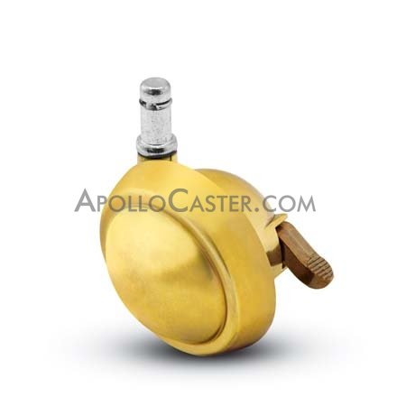 (image for) Caster; Ball; Swivel; 2-1/2"; Metal/ Zinc; Grip Ring; 3/8"x1"; Brass; Acetyl/ Resin Brng; 100#; Pedal Lock; Wheel (Item #68496)