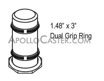 (image for) Caster; Swivel; 4" x 1-1/4"; PolyU on PolyO (Gr/Bg); Grip Ring (1.48"x3"; Dual Grip Rings); Zinc; Ball Brng; 275# (Item #65467)