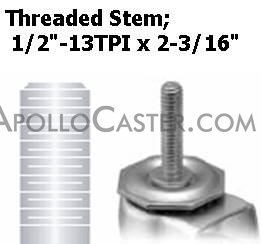 (image for) Caster; Swivel; 5" x 1-1/4"; PolyU on PolyO (Gray); Threaded Stem (1/2"-13TPI x 2-3/16"); Zinc; Precision Ball Brng; 315#; Dust Cover (Mtl); Thread guards (Item #64283)