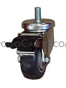 (image for) Caster; Swivel; 3" x 1-1/4"; PolyU on PolyO (Gray); Threaded Stem (1/2"-13TPI x 1"); Precision Ball Brng; 250#; Pedal Brake; Dust Cover (Mtl); Thread guards (Item #65004)