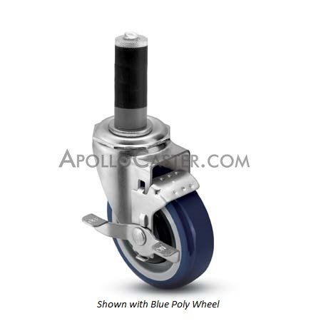(image for) Caster; Swiv; 3" x 1-1/4"; PolyU on PolyO (Blue); Expandable Adapter (1-3/8" - 1-1/2" ID tubing) Zinc; Ball Brng; Wgt Cap: 250#; Top Lock; Wheel (Item #69961)