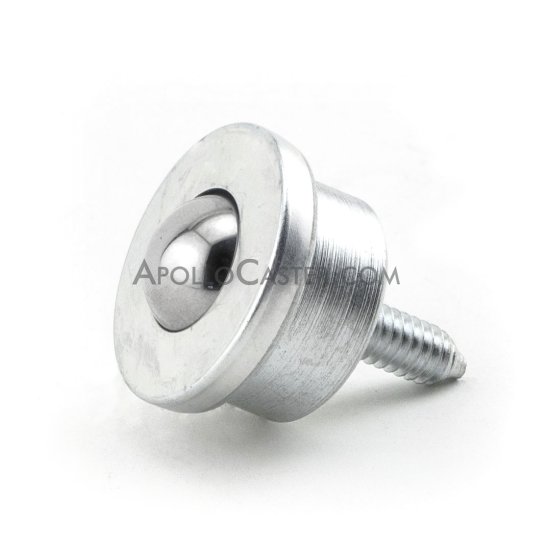 (image for) Ball Transfer; 5/8" Carbon Steel ball; Threaded Stud (1/4"-20TPI x 3/4"); Machined steel housing and stud; 125#; 13/16" load height (Item #88651)