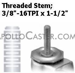 (image for) Caster; Spher; Swivel; 2"; Polyolefin; Threaded Stem; 3/8"-16TPI x 1-1/2"; Antique; Plain bore; 80# (See 1-1/4" wrench #89169) (Item #69071)