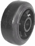 (image for) Wheel; 6" x 3"; Rubber on Cast Iron; Plain bore; 1" Bore; 3-1/4" Hub Length; 500#; 1/4" x 1/8" Keyway; 2 set screws. (Item #88393)