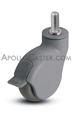 (image for) Caster; Swivel; 4 x 1-1/4; Gray TPR Rubber; Threaded Stem (1/2-13TPI x 1"); Gray Rig; Precision Ball Brg; 225#; Raceway Seal; Thread guards; Pedal Brake (Item #63348)