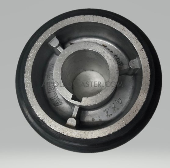 (image for) Wheel; 4" x 2"; PolyU on Cast Iron; Plain bore; 1-3/16" Bore; 2-3/16" Hub Length; 750#; Keyway (1/4 x 1/4); two set screws (Item #87709)