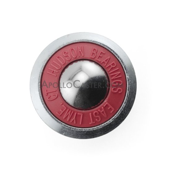 (image for) Ball Transfer; 1-3/16"; Quiet Running Delrin Main Ball; Delrin Support Balls; Round Drop-in Base (1-3/4" x15/16"); Steel Housing; Red Cap; 500#; .525" height. (Item #88472)