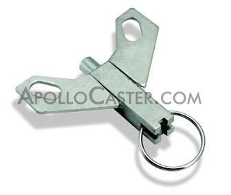 (image for) Position Lock Brake; Steel; Bolt-on style; Works with most standard 4-1/2" x 6-1/4" caster plates with holes approx 3" apart. Requires notched yoke; Warranty (Item #87481)