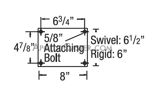 (image for) Caster; Rigid; 8" x 4"; V-Groove (7/8) Drop Forged Steel; Plate; 6"x8": holes: 4-7/8"x6-1/2"; 5/8" bolt; Zinc; Tapered Rlr Brng; 10000#; 1" Axle; Tprd Thrust (Item #63481)